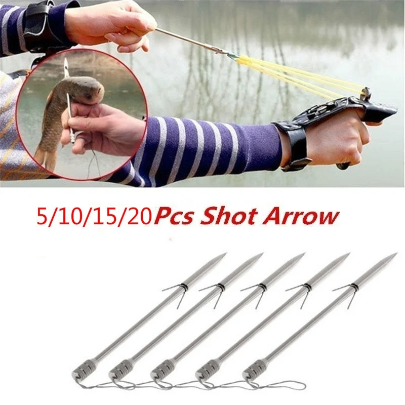 5/10/15/20PCS 14.5cm Slingshot shot Arrows metal bullet arrows Stainless steel Flying Fish darts Bow Tackle Accessory Darts | Спорт и