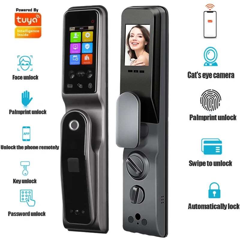 

Смарт-замок TUYA с поддержкой Wi-Fi, датчиком лица и камерой