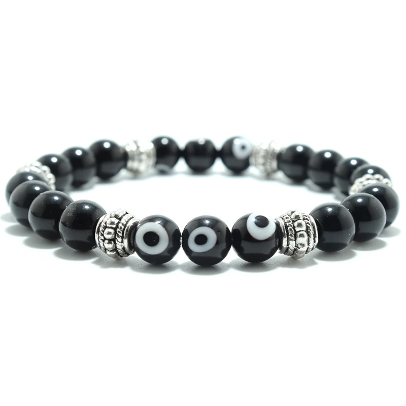 Fashion Strand Bracelet Mens Women High Quality Ceramics Beads Braslet Evil Eye Braclet 100% Natural Tiger Eyes Brazalete Gift |