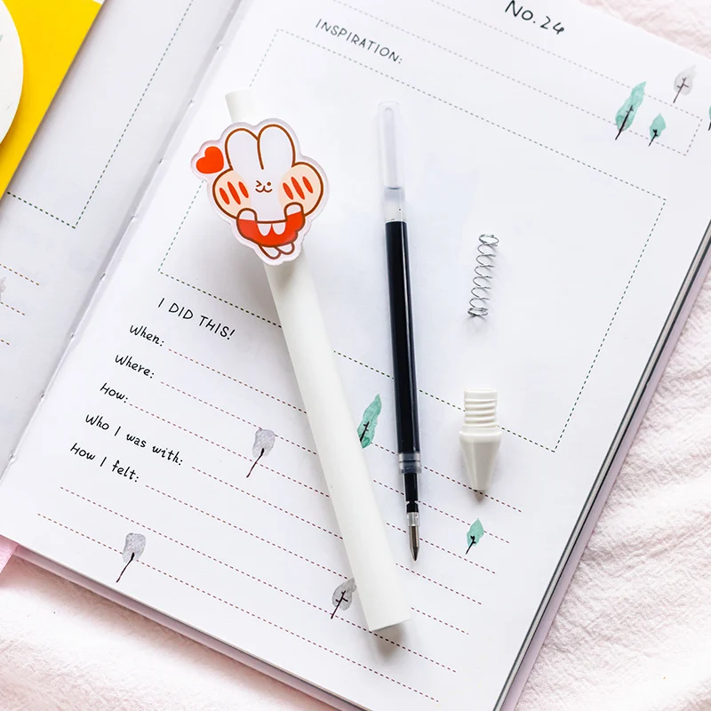 

5 шт. повседневную жизнь милых котят гелевая ручка прочный пуш-ап Тип 0,5 мм с черными чернилами шариковая ручки канцелярские товары для школь...