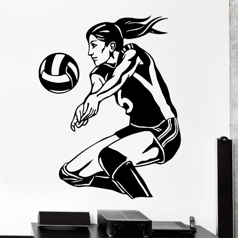 

Sport Home Decor Women's Volleyball Wall Sticker Decals Gym Girls Bedroom Living Room Vinyl Waterproof Mural DIY Wallpaper E534