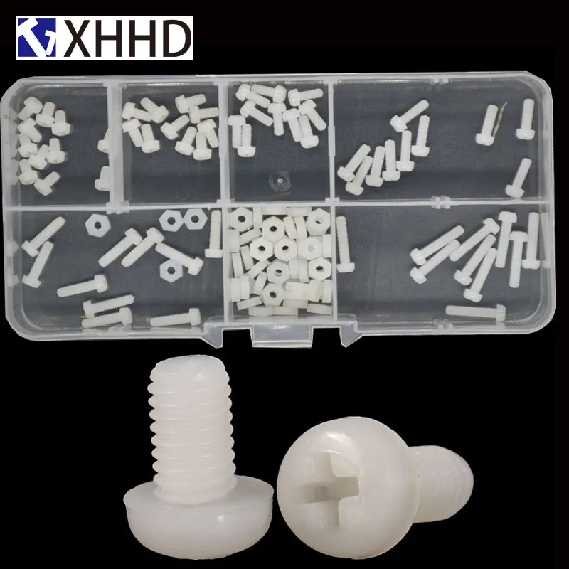Белый Нейлоновый винт с круглой головкой M2.5 пластиковые шестигранные винты в