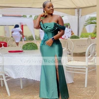 vestidos formales off shoulder evening dresses green 2022 mermaid prom gowns aso ebi african women reception party wear