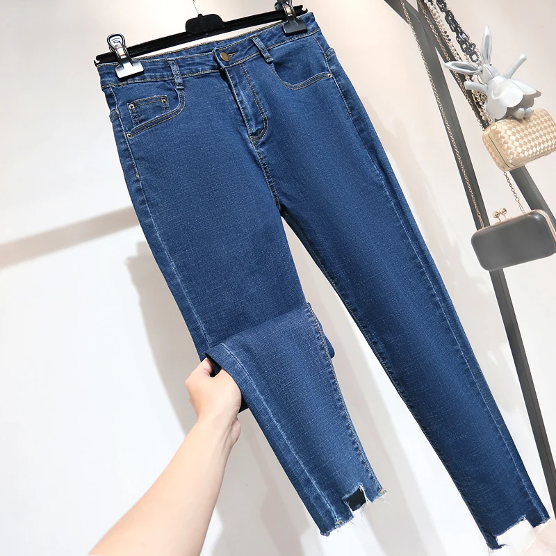Джинсы женские с высокой талией эластичные облегающие джинсовые брюки-карандаш