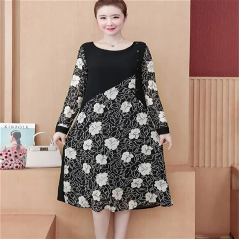 

Женское Шифоновое Платье До Колена, платье большого размера с принтом в стиле пэчворк, весна 2020