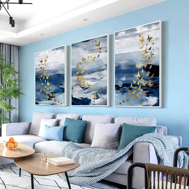 Цветные чернила брызги золотые бабочки холст картины плакаты печать стены
