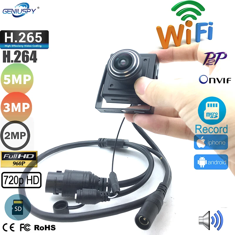 HD 5MP Sony IMX335 1.3MP 1MP 2MP 3MP Мини WiFi IP Беспроводная Сеть Wifi камера Micro TF слот для карты
