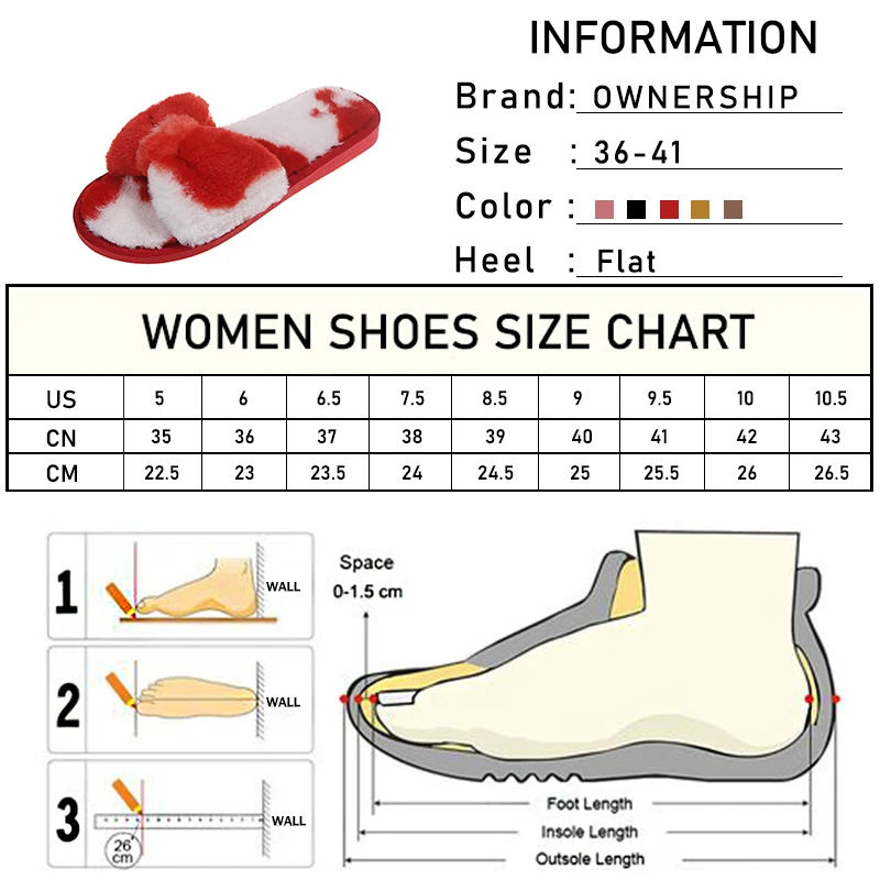 

Women Short Plush Slippers Woman Mixed Color Bowtie Slides Female Soft Indoor Shoes Ladies Casual Home Flats Plus Size