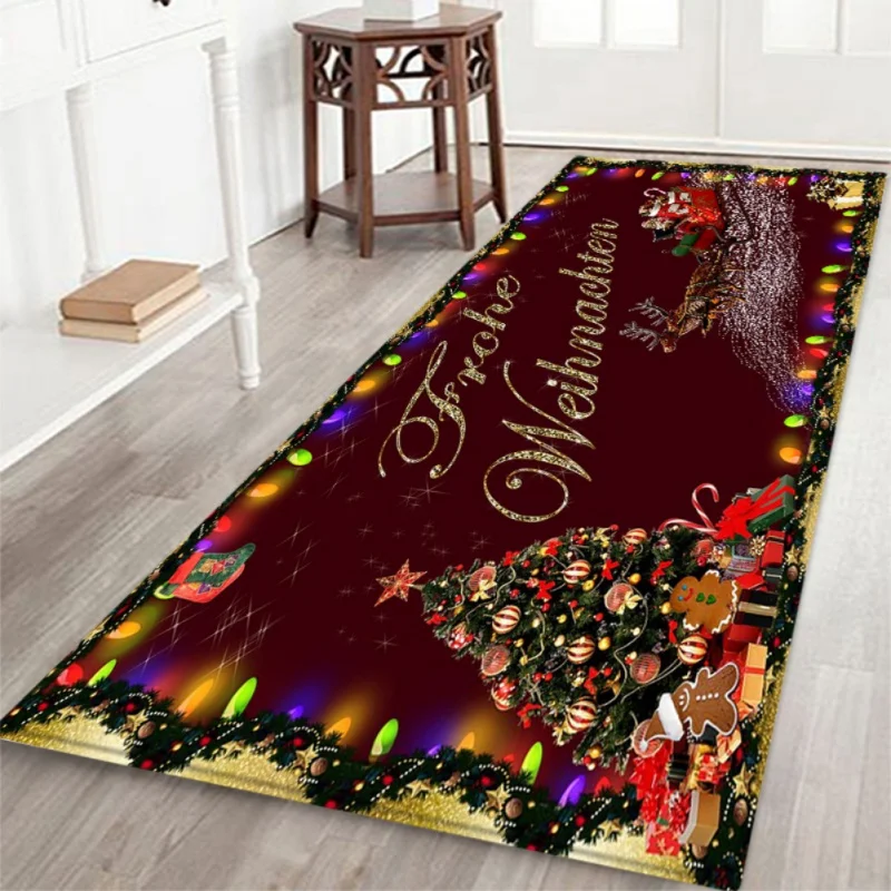 Merry Christmas Rug Soft Flannel Floor Mat Carpet With Non-Slip Back Living room Bathroom Door Holiday Home Decorations | Дом и сад