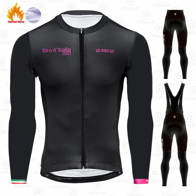 

GO RIGO GOP Winter Thermal Fleece Set Cycling Clothes Men's Jersey Suit Sport Riding Bike MTB Clothing Bib Pants Warm Sets Ropa