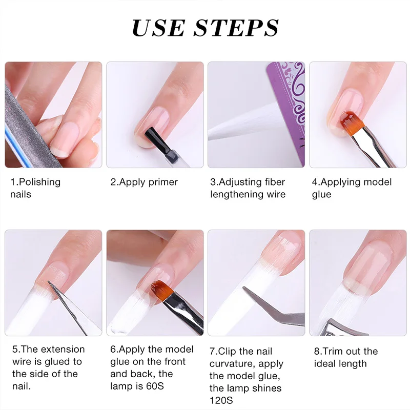 Профессиональный 50/100 шт/пакет стекловолокно для наращивания ногтей Шелкового