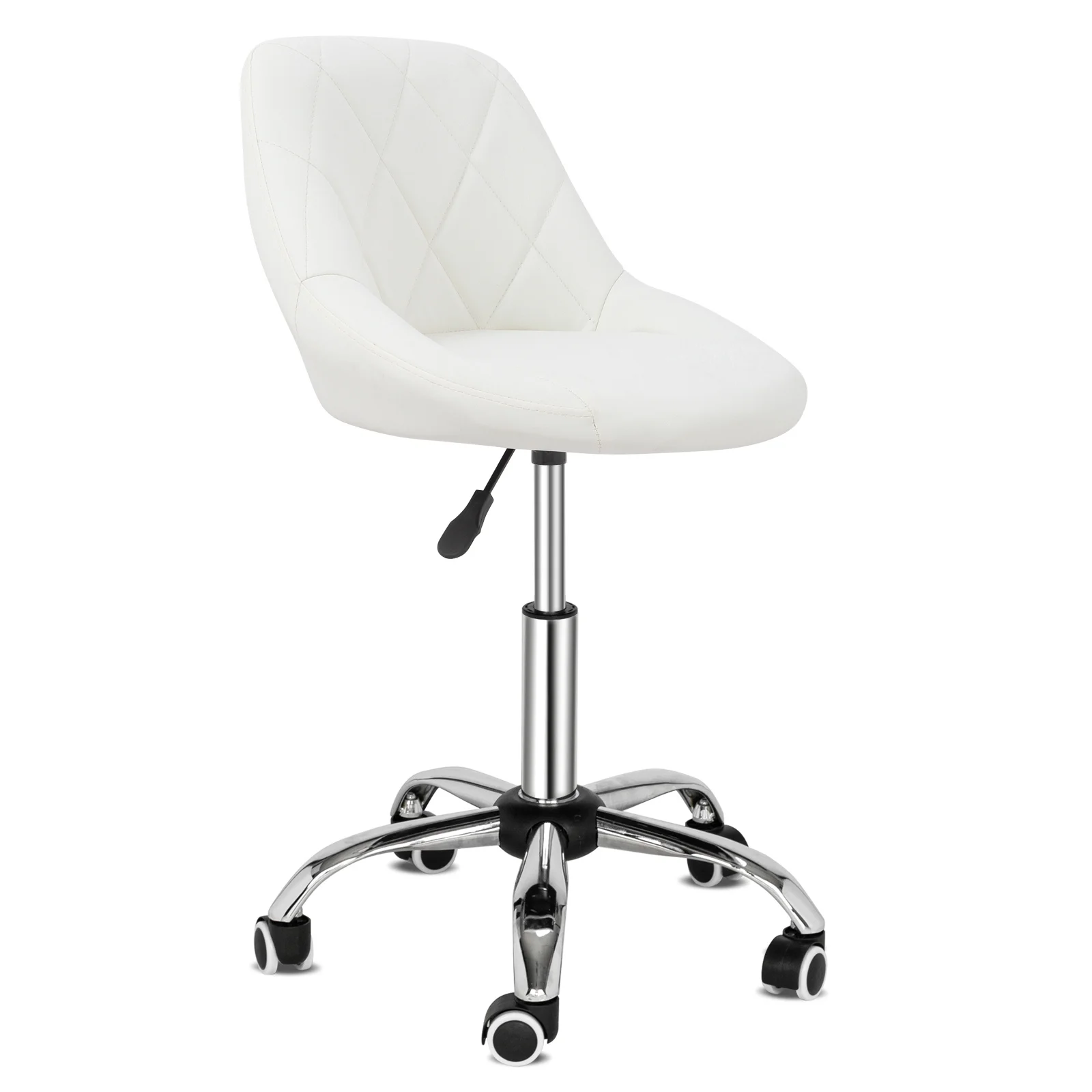 

1 Pcs PU Bar Stool Chair Five-Star Pulley Low Backrest with Checkered White/Pink[US-W]