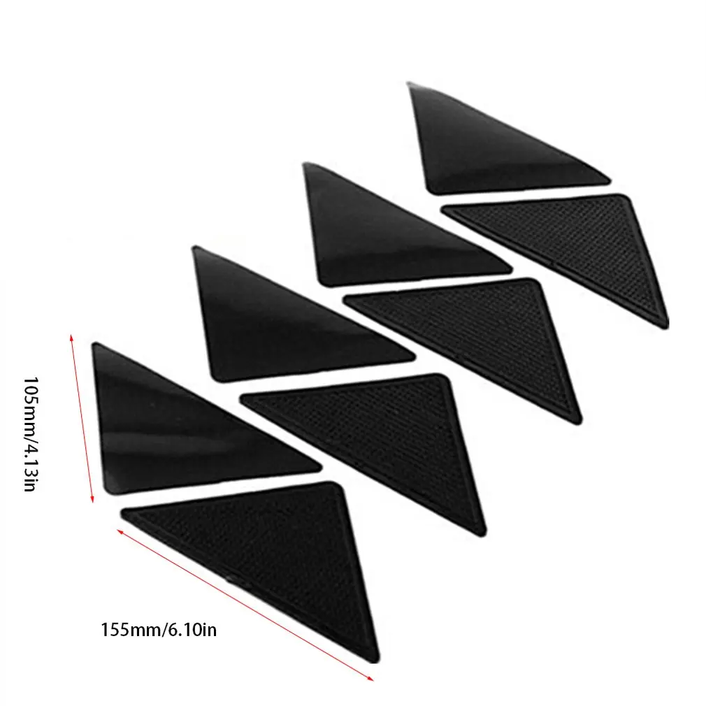 

4Pcs/lot Triangle Reusable Anti-skid Rubber Mat Non Slip Patch Mat Washable Rug Gripper Stopper Tape Sticker Black Corners Pad