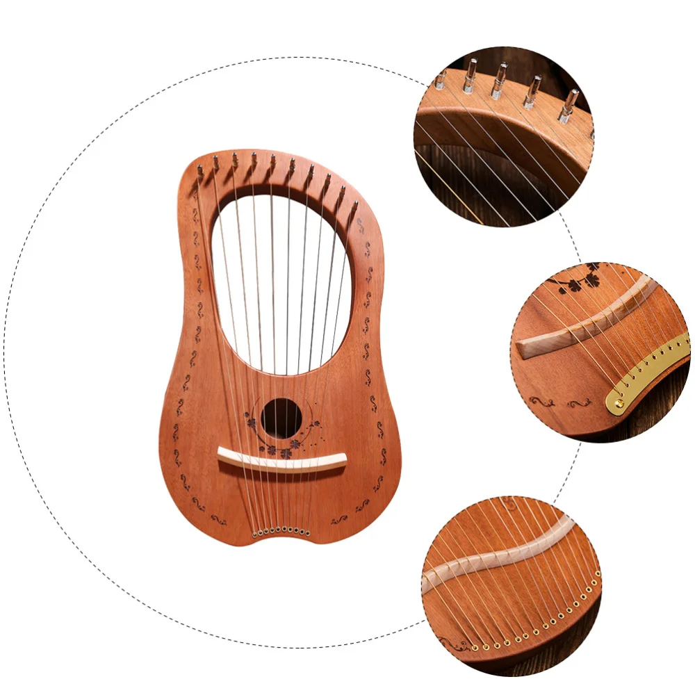 

10 Strings Harp Mahogany Handheld Harp Orchestral String Musical Instrument
