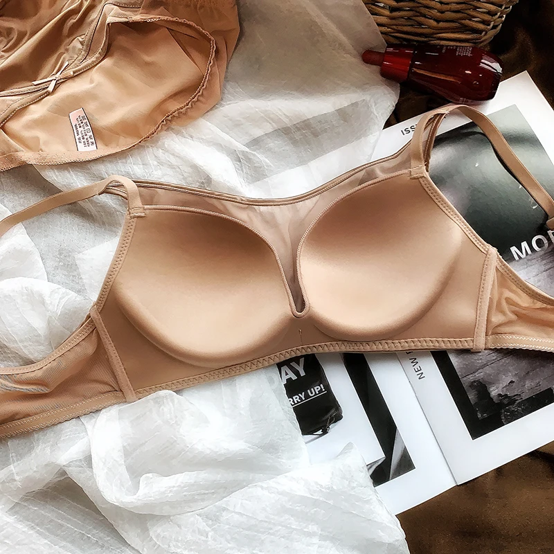 

Wriufred Satin tube top underwear super comfort bra set luxury girls gathered lingerie briefs set sexy temptation lace bralette