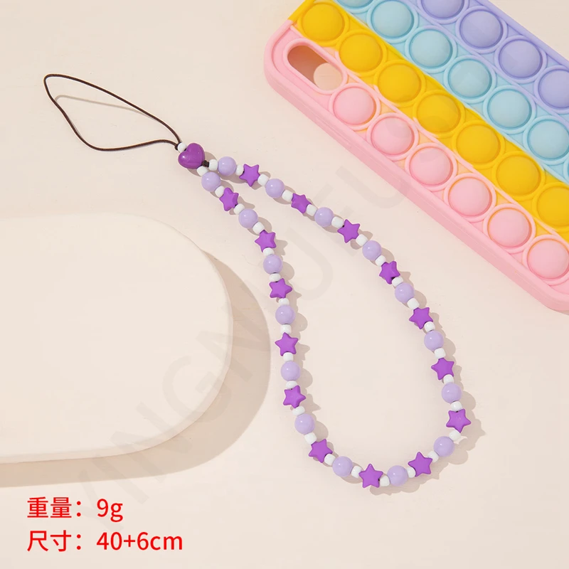 

Ins Creative Phone Lanyards Acrylic Phantom Five-star Beaded Mobile Phone Chain Straps Hot Fashion Accessories Anti-lost Jewelry