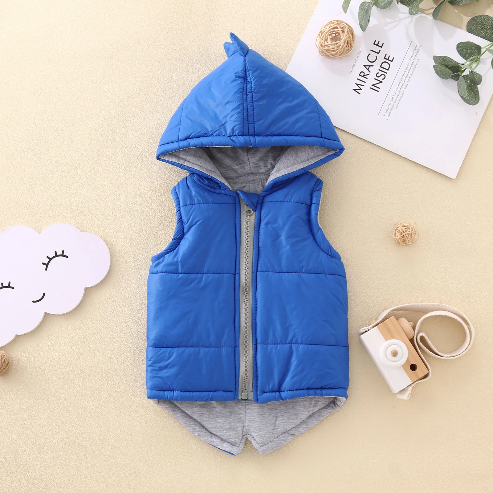 Детская куртка с капюшоном и динозавром для маленьких девочек мальчиков зимнее