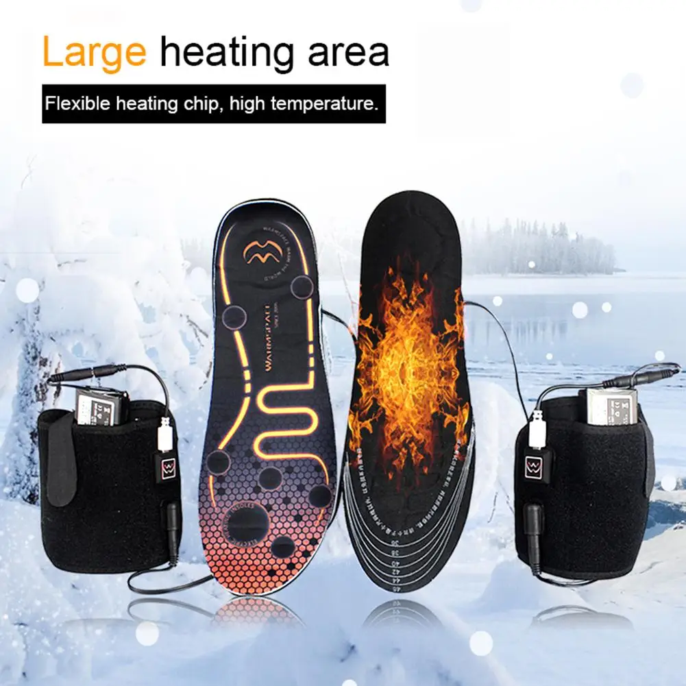 

1 Pair of Heated Insoles Battery Powered Rechargeable Heated Shoes Insoles Winter Skiing Foot Warmers for Men and Women