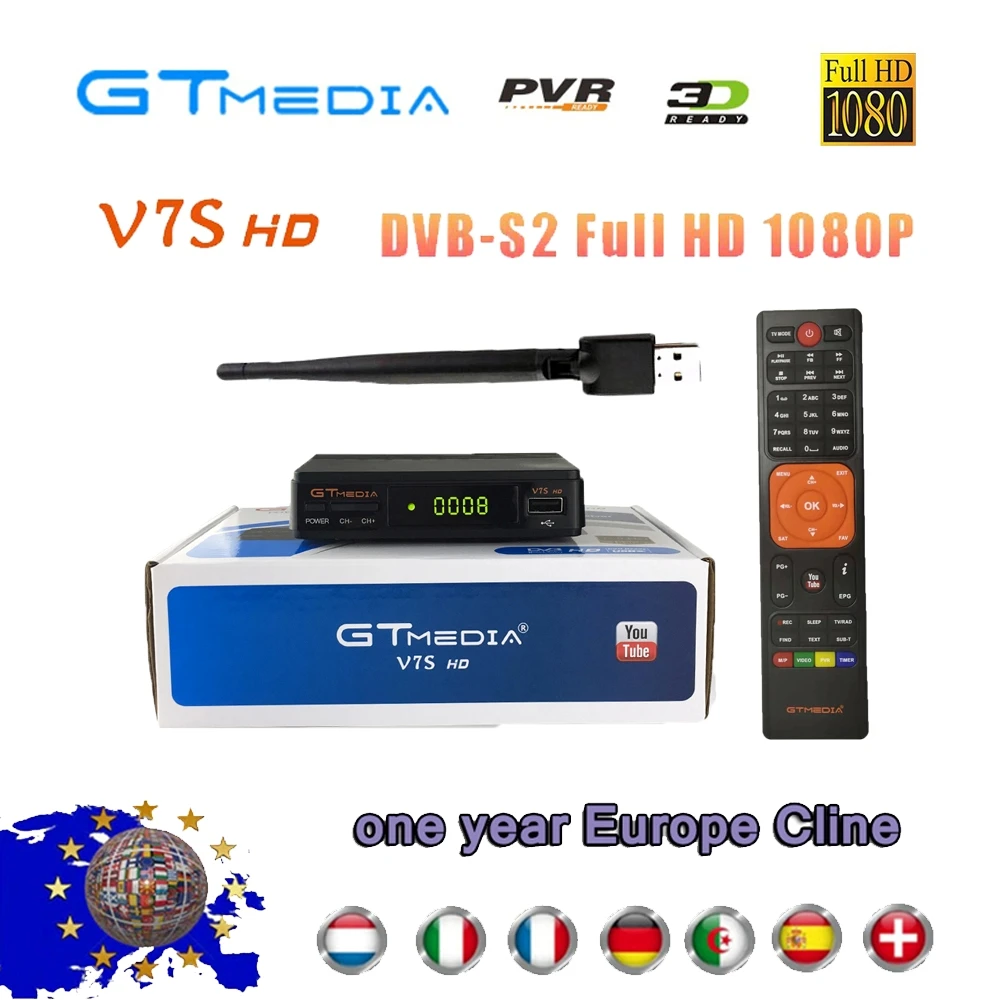 Быстрый один год бесплатная Европейская cccam линия обслуживания + GTmedia V7S HD