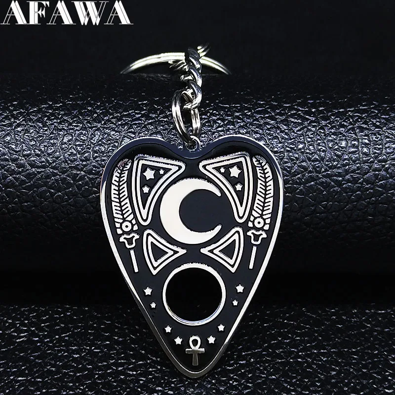 Ouija Love You To Луна нержавеющая сталь кольцо для ключей женщин черной эмалью кулон