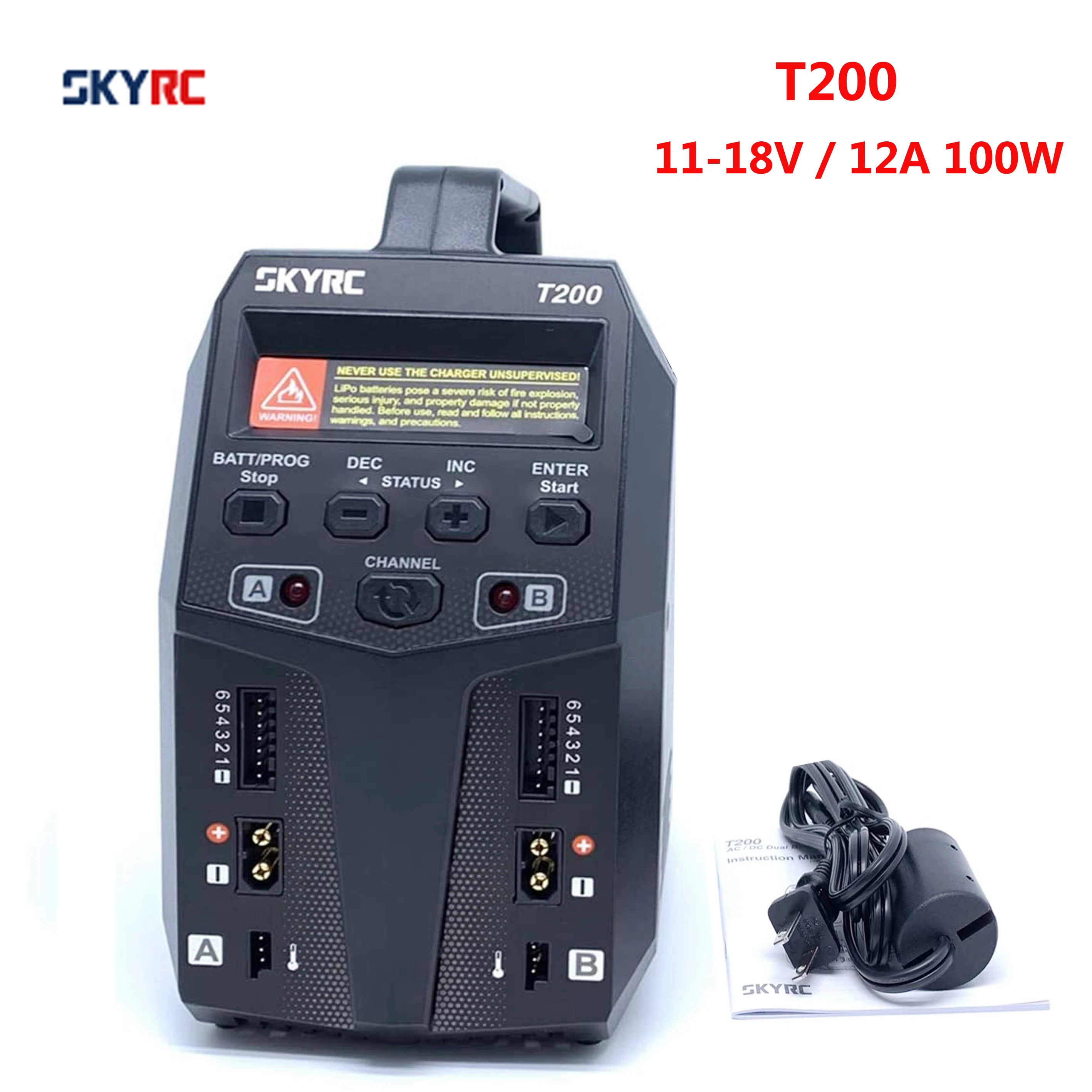 

Балансирующее зарядное устройство SKYRC T200, 12 А, 100 Вт, два разъема XT60, 10 Вт, зарядное устройство Dis для LiHV, LiPo, li-ion LiFe, NiMH, NiCD, Pb, батареи AGM, холодный...