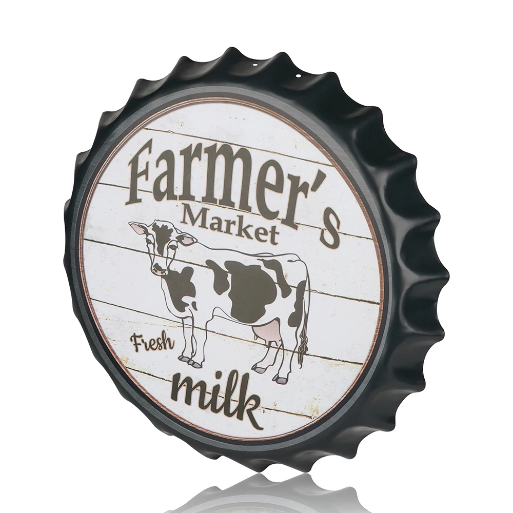 

Fresh Milk Metal Bottle Sign Vintage Rustic Farmer's Market Garage Man Cave Wall Decor