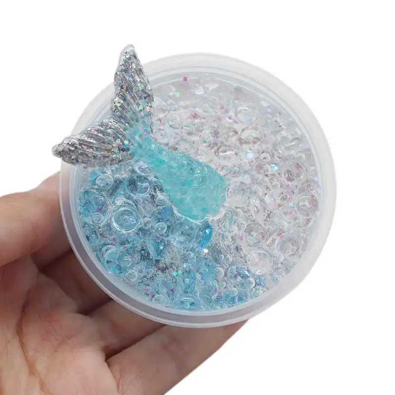 blue 55g 55 г лизуны слизь Русалка Кристалл грязи безопасности DIY Красочные игрушки для детей Пластилин для детей полимер глина слайм клей для слаймов - Цвет: blue 55g
