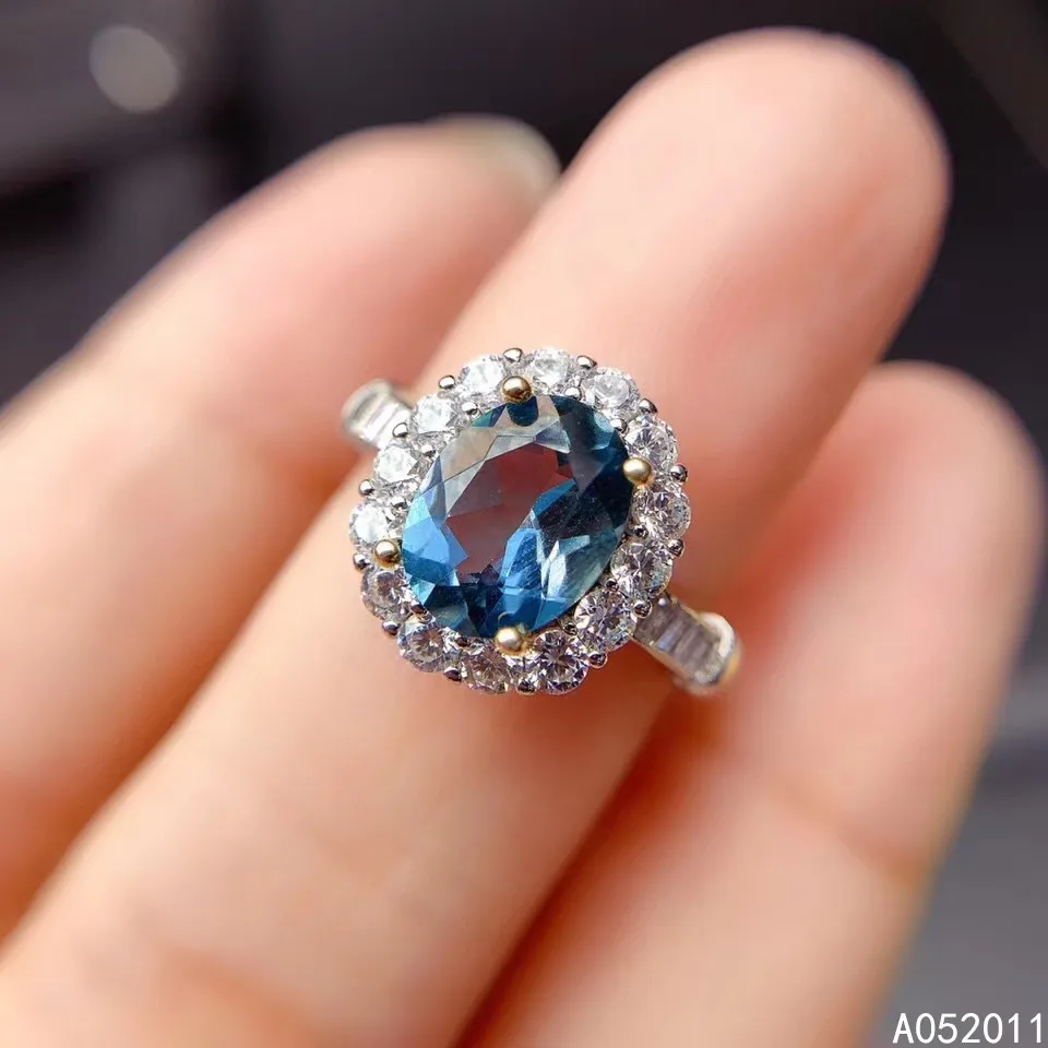 KJJEAXCMY fine jewelry natural blue topaz 925 sterling silver popular new women gemstone ring support test hot selling