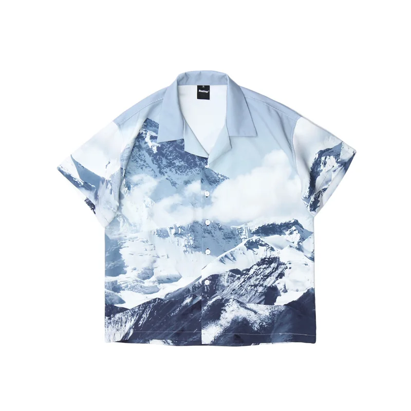 Рубашки на пуговицах с принтом ангелов и короткими рукавами Уличная одежда в