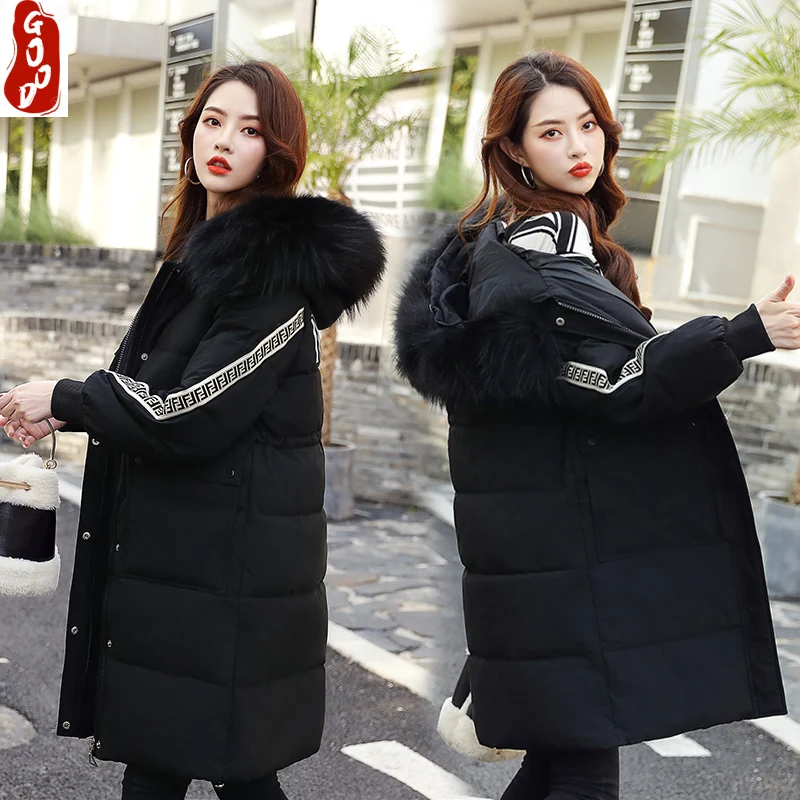 

Winter Fur Hoodded Jacket Women Clothes 2021 Long Padded Warm Down Cotton Parka Coat Female Fit Casaco Feminino Hiver 826