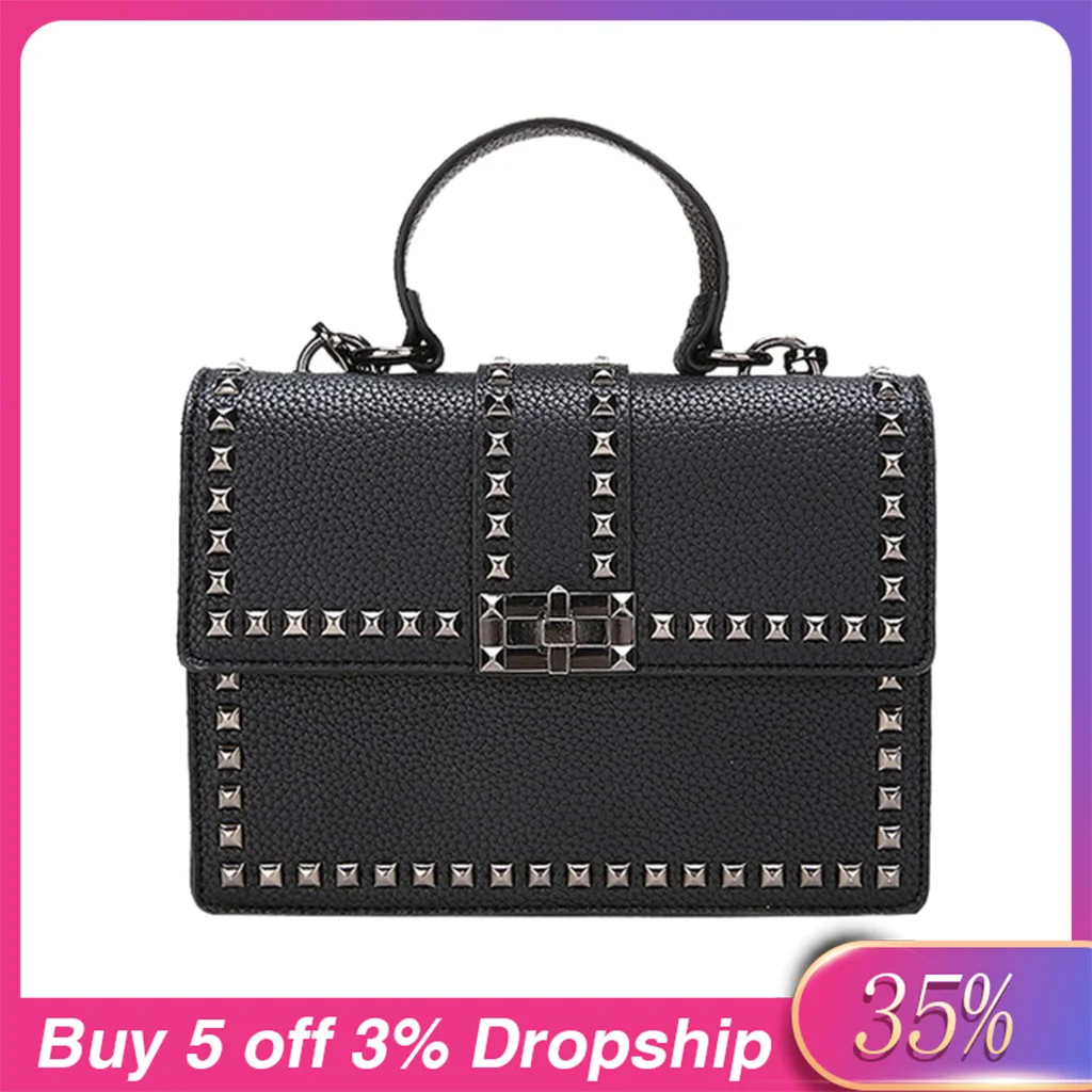 2019 Брендовые женские сумки роскошные мессенджеры Сумка с заклепками модная