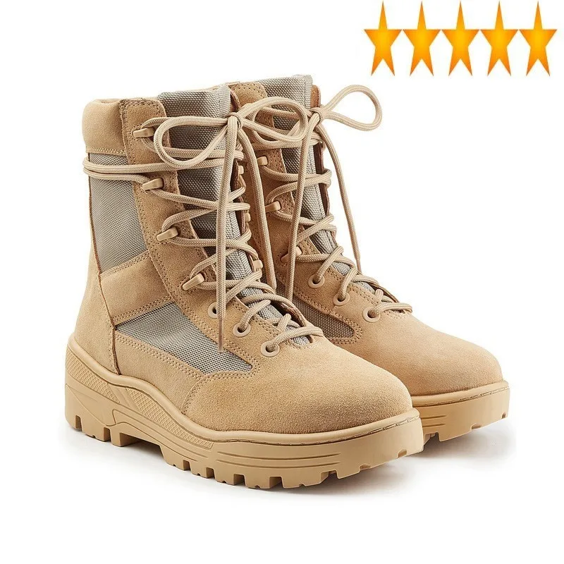 

High Military Platform Mens Antiskid Top Ankle Boots Lace Up Genuine Leather Army Tactical Desert Botas Male Casual Shoes