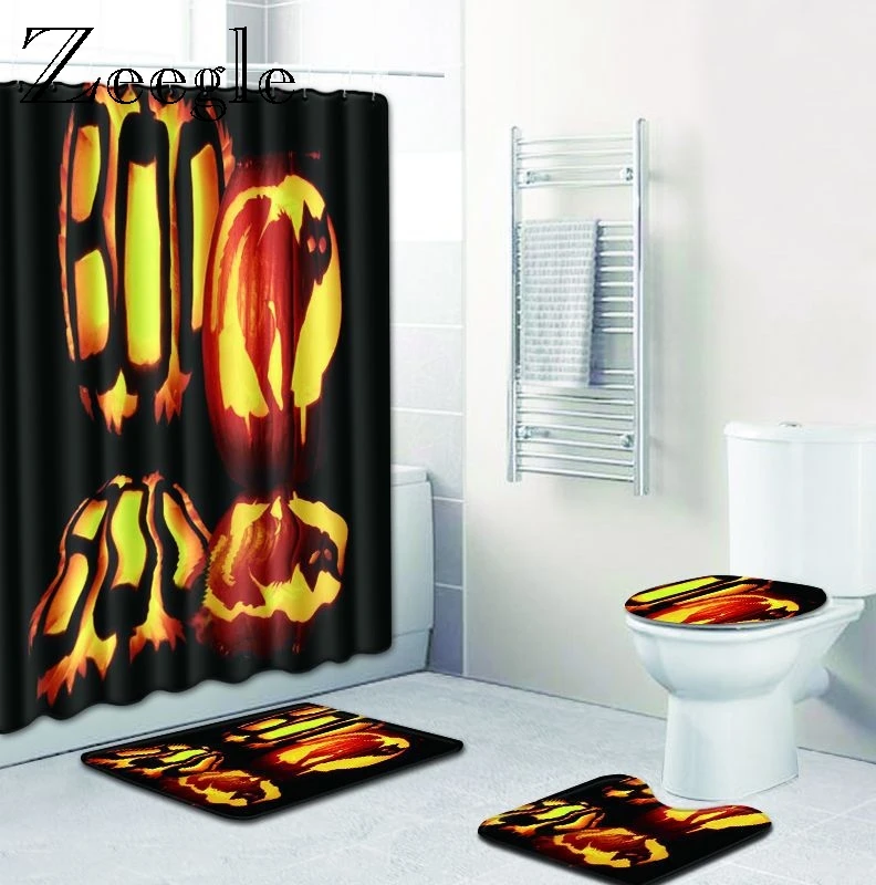 Zeegle коврик Хэллоуин набор с занавеской для душа креативный ванной комнаты