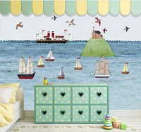 custom 3d wallpaper mural mediterranean sailing childrens room cartoon background childrens room interior painting