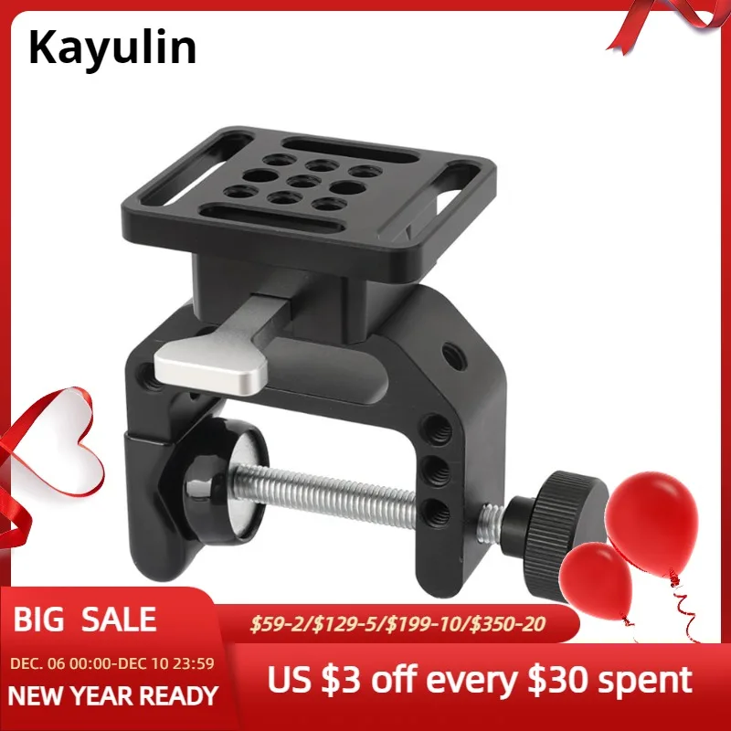 Kayulin Robust C Clamp With 1/4&quot Mounting Points + Quick Release V-Lock Mount Wedge Kit For DSLR Camera Accessories Photo Studio |