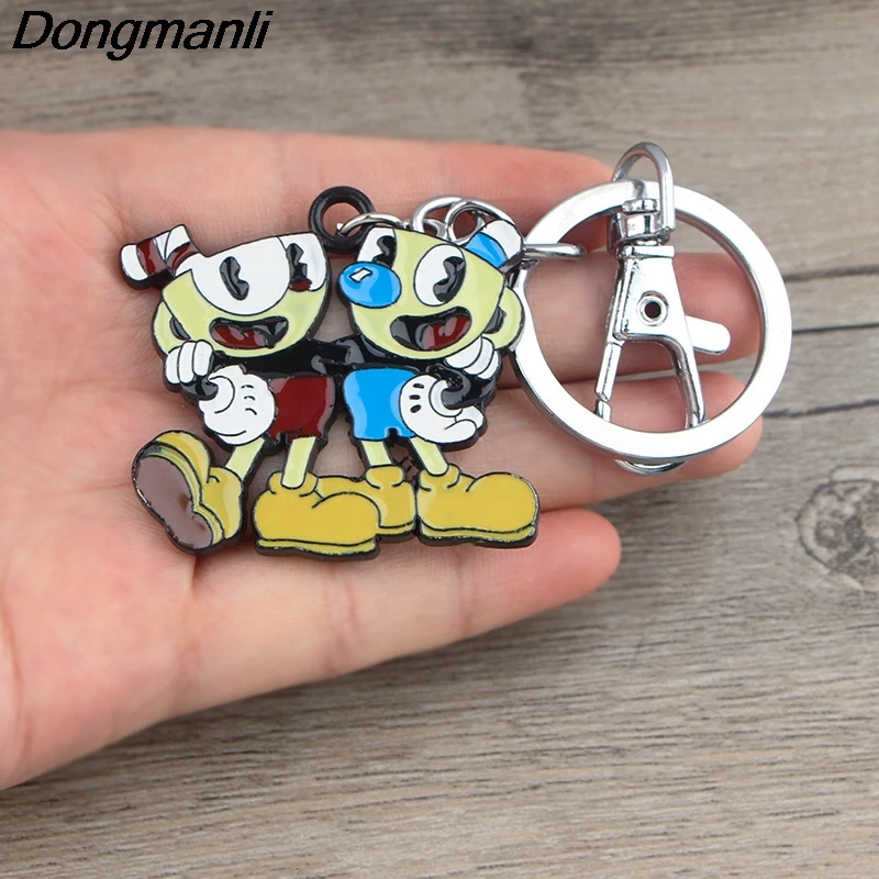 

K680 Cartoon Game Role Cuphead Keychain Keys Ring Gift For Game Fans Pendant Key Holder Car key Rings 2019 New Fashion Jewelry