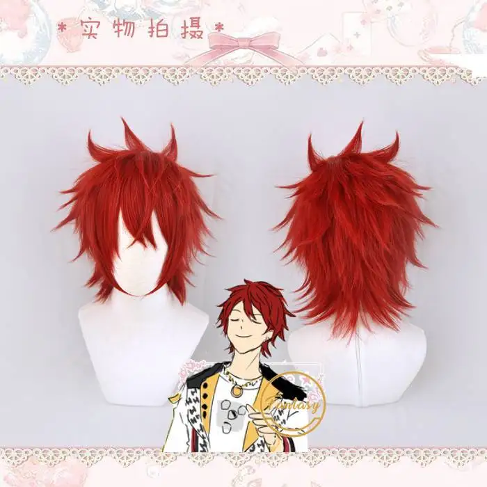 Парик для косплея Ogami Banri Звезды короткие красные аниме Костюмы ролевых игр с