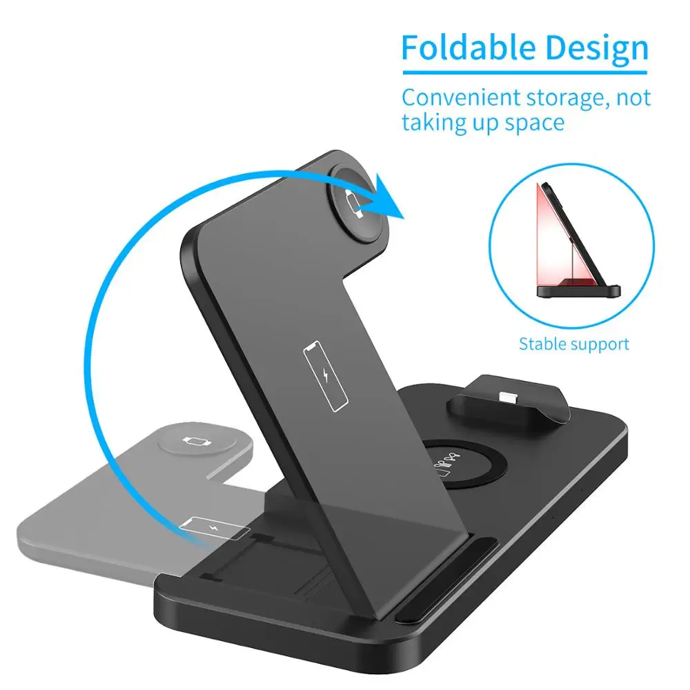 FDGAO-cargador inal&aacute;mbrico 4 en 1 de 15W, soporte de carga por inducci&oacute;n para iPhone 13, 12, 11, X, XS, XR, Airpods, Apple iWatch 6 SE-3