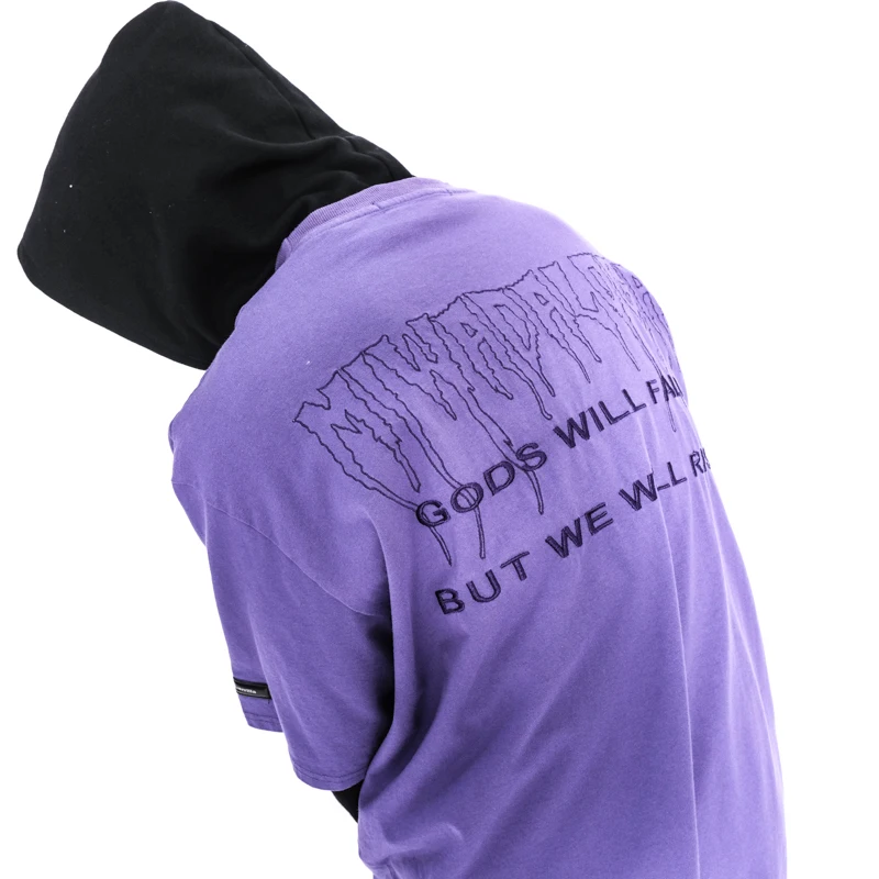 

Purple embroidery oversized t shirt Hip Hop Streetwear Men Harajuku Cotton Loose Summer Short Sleeve Tee ULSD33