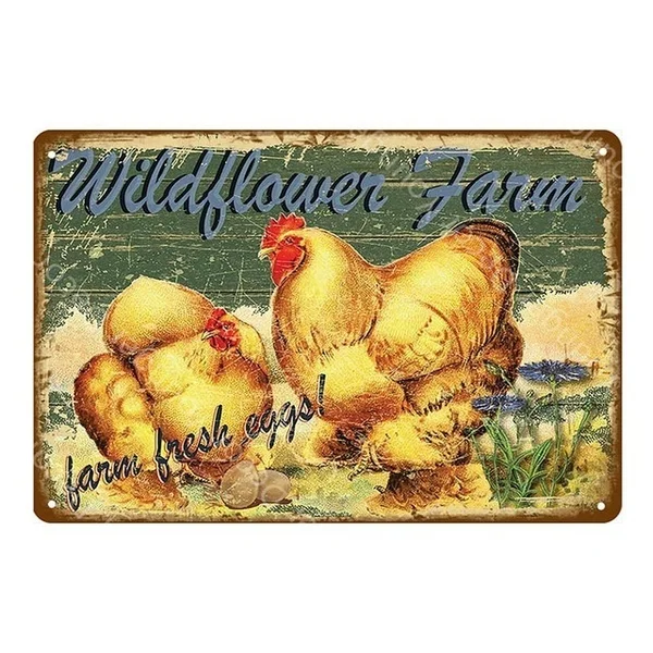 Рынок свежие куриные яйца молока металлический знак магазин кафе дома Декор