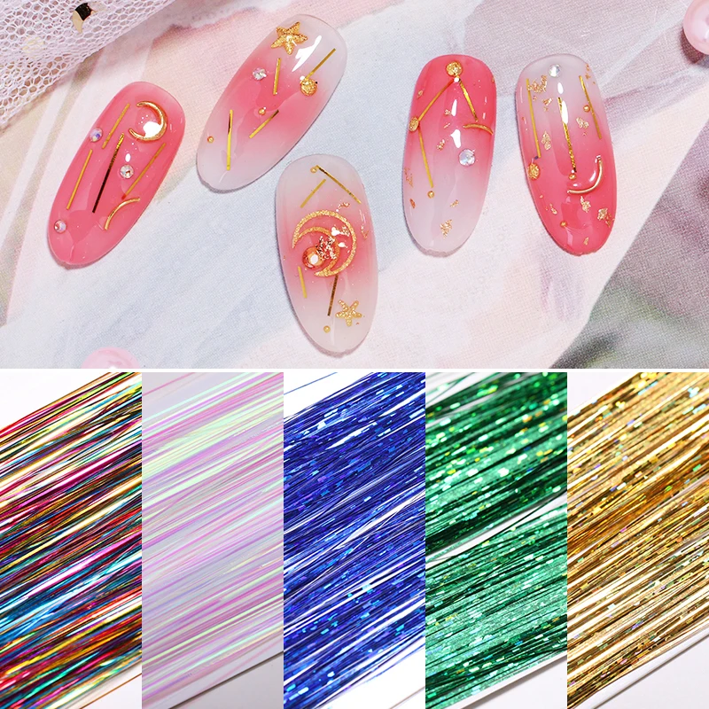 Эффектные цветные шелковые наклейки для ногтей Gracile нить гель-лака смешанный