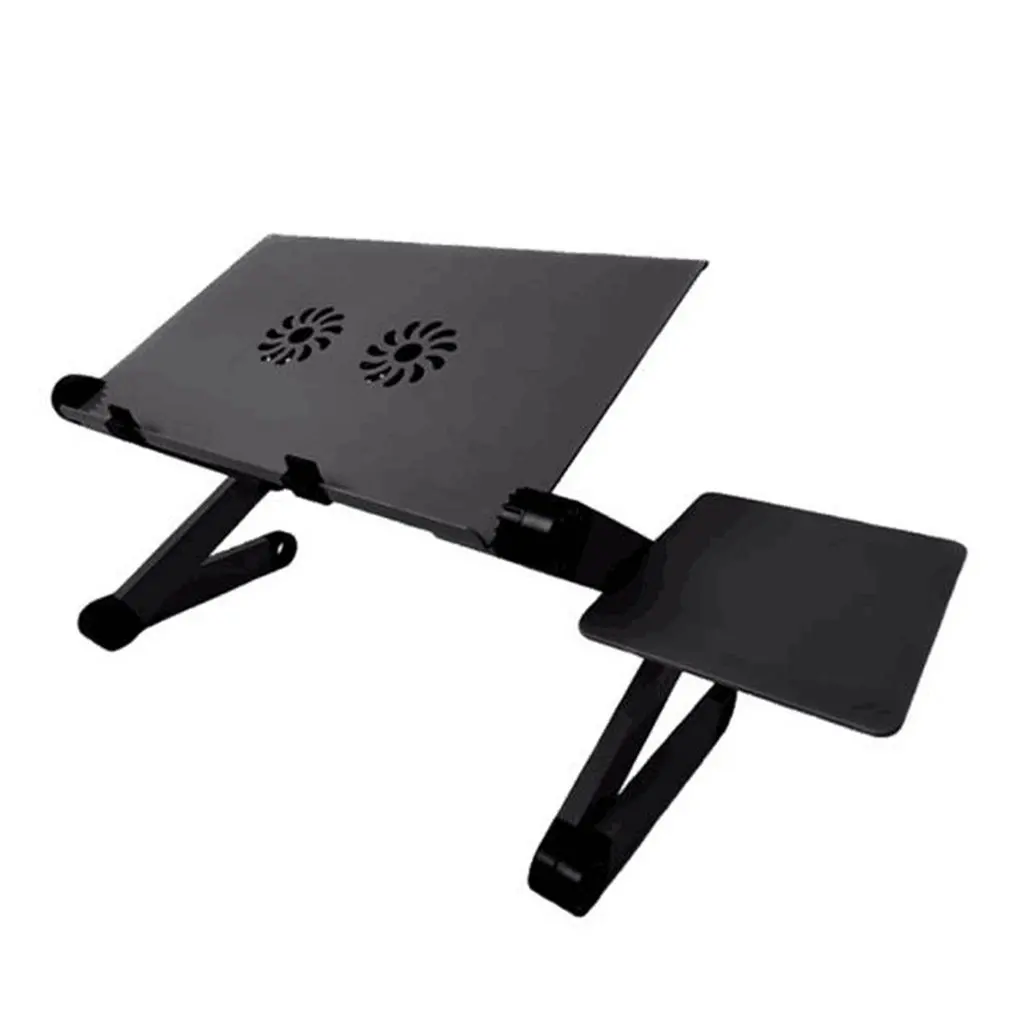 Adjustable Aluminum Laptop Desk Table Ergonomic TV Bed Lapdesk Tray PC Notebook Stand With Cooling Fan Mouse Pad |
