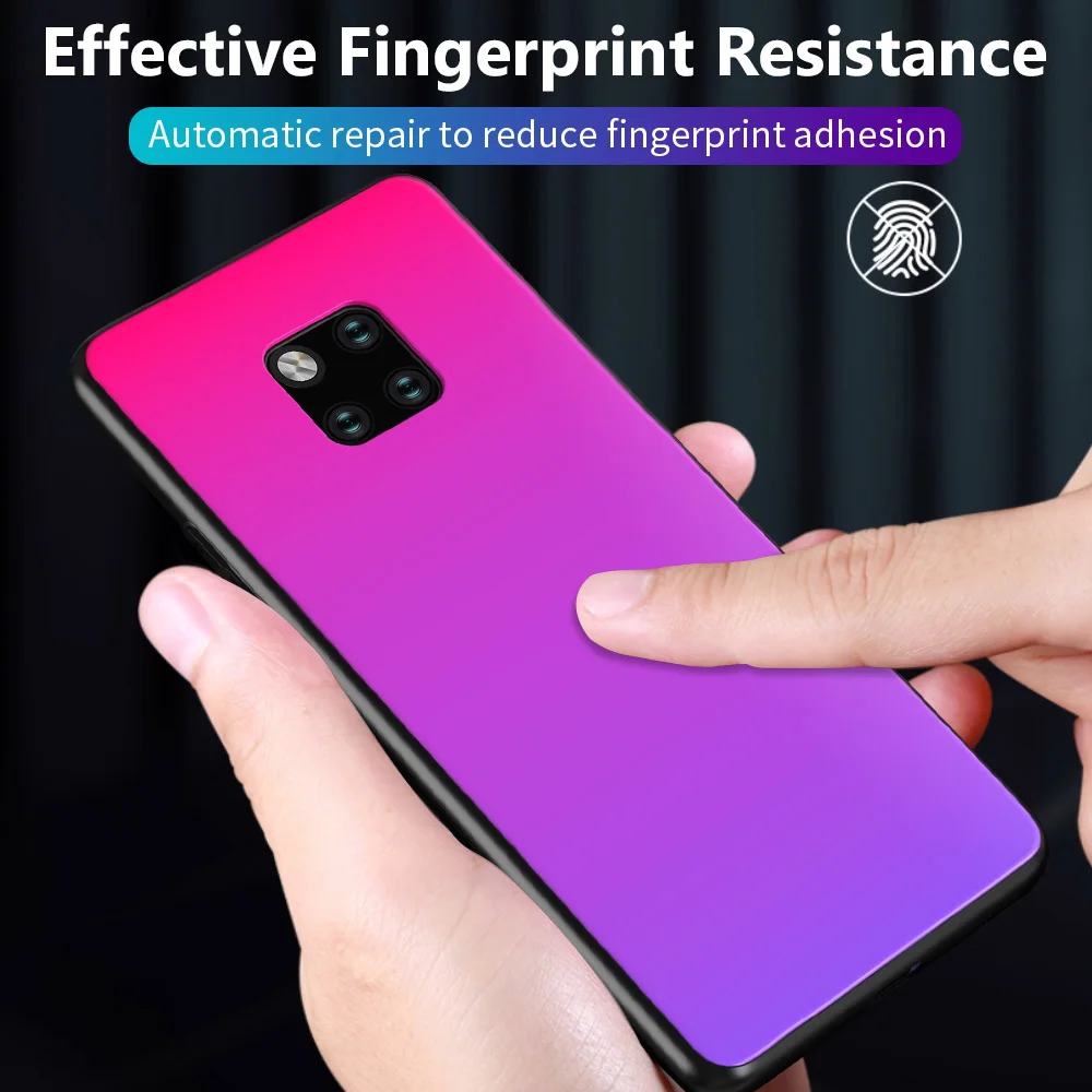 Градиентный чехол из закаленного стекла для mate 20 Lite Роскошная мягкая силиконовая