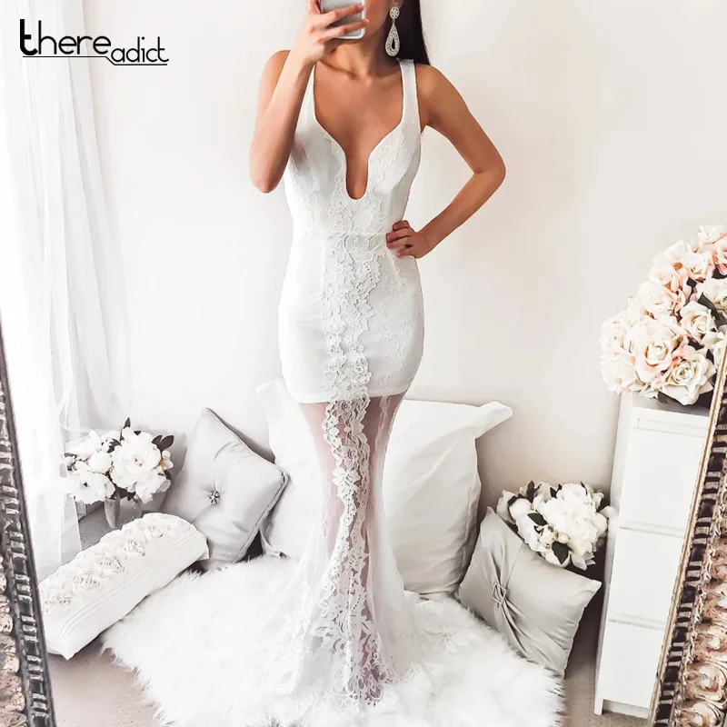 Thereadict белые пикантные детское платье силуэта русалка для женщин с открытой