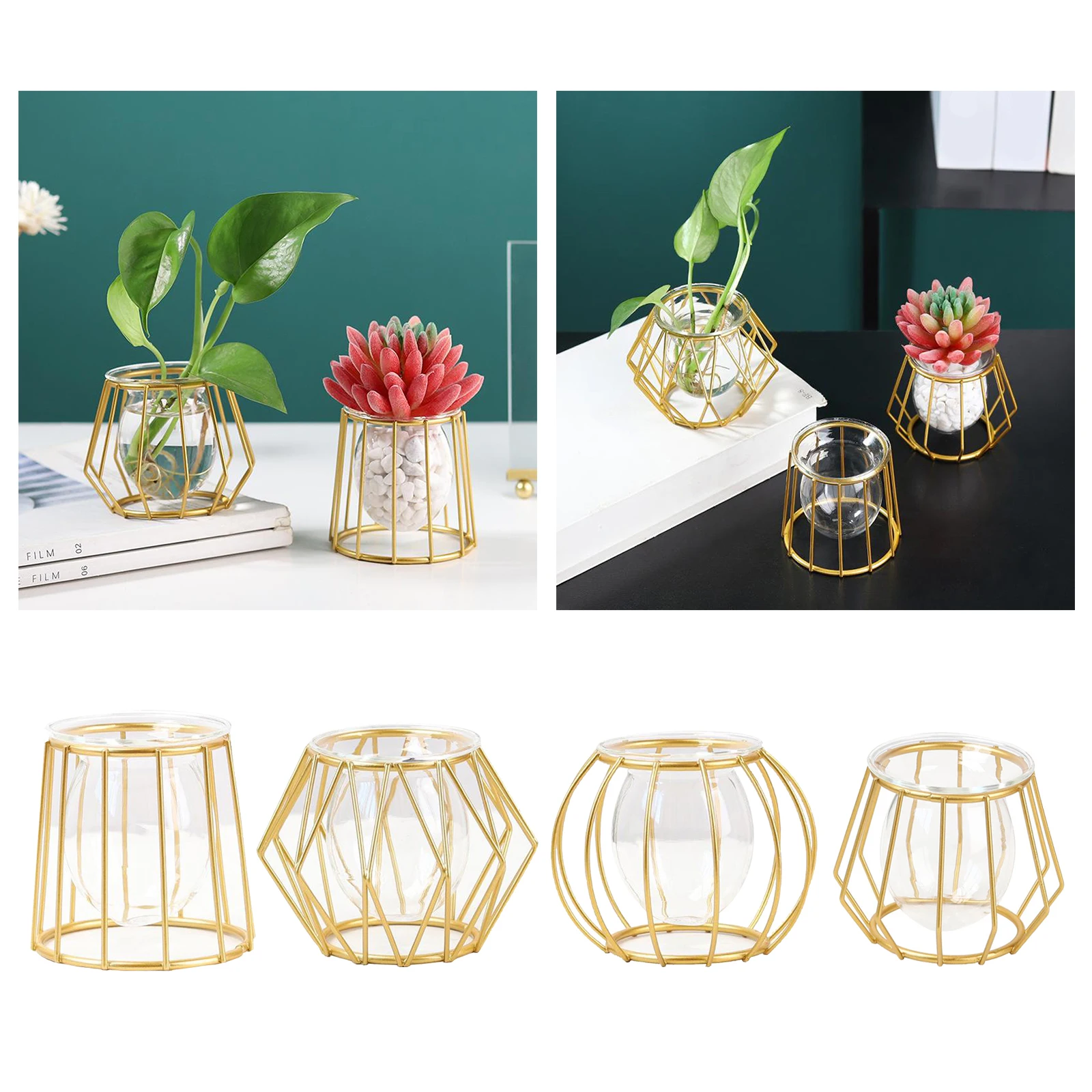 Металлическая проволока 3D геометрическая ваза для цветов Домашнее растение