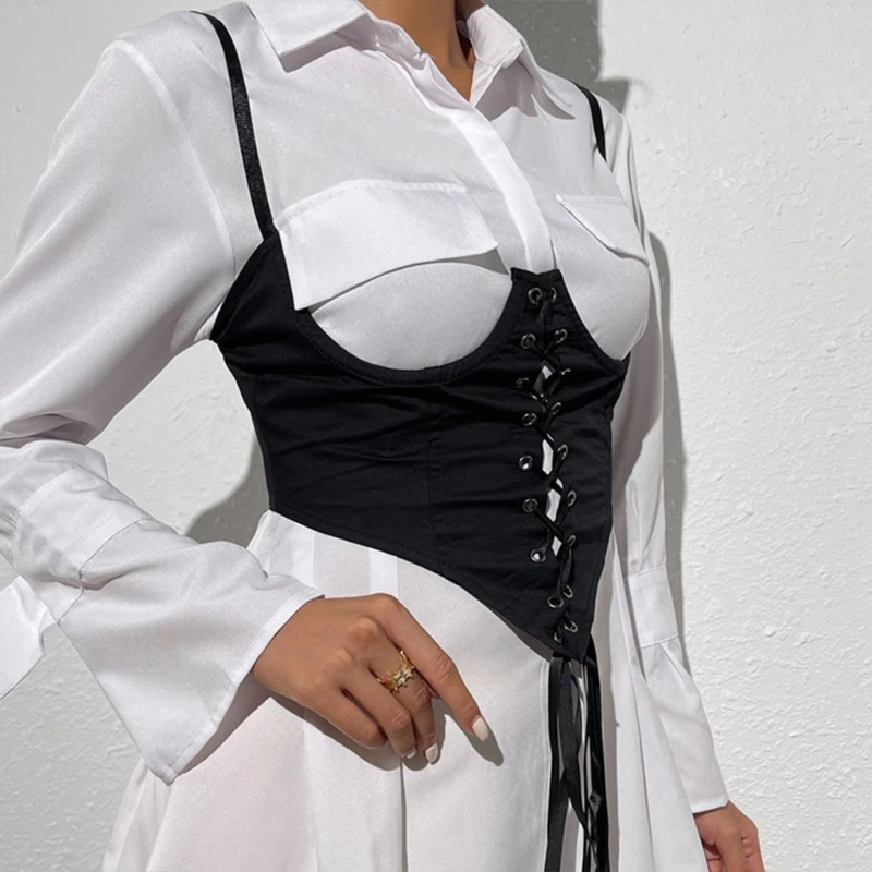 

Sexy Lingerie Fishbone Corset Cup Girdle Gothic Bustier with Straps Underwear L41B