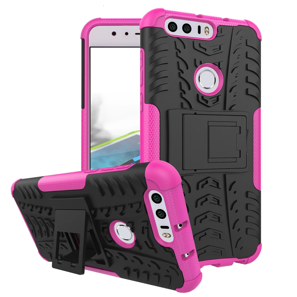 Fitted Case For Huawei Honor 8 Heavy Duty Armor Shockproof Hybrid Silicone Phone Back Cover Full | Мобильные телефоны и