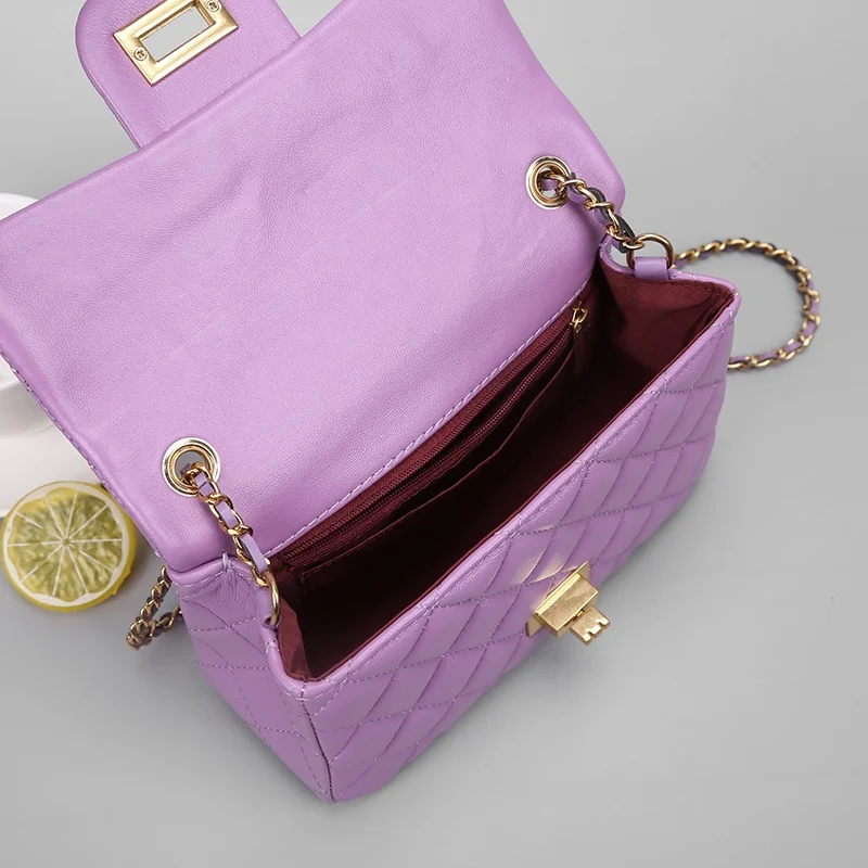 

2021 new fashion leather bag cross-body bag small gold ball chain bag