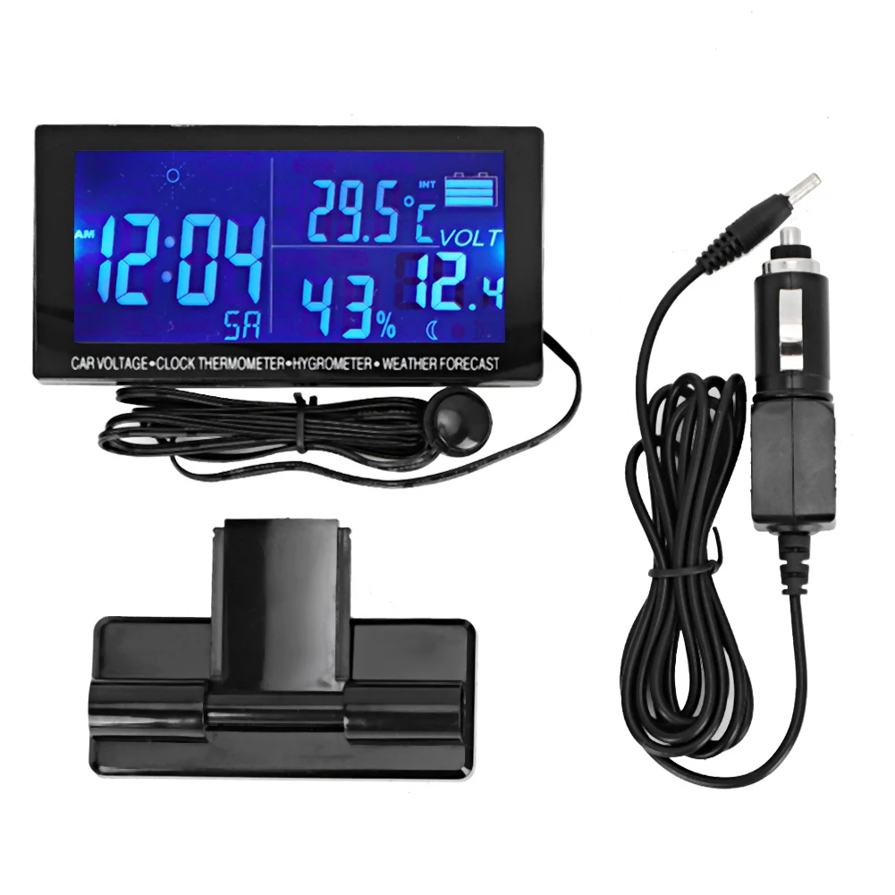 

Digital Car Clock Car Thermometer Hygrometer Vehicle Voltmeter with Weather Forecast
