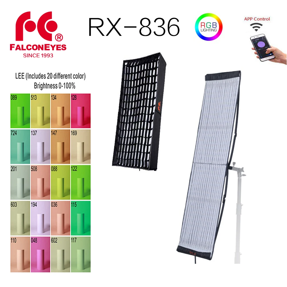 Светодиодный светильник FalconEyes для видеосъемки 200 вт RGB поддержка дистанционного